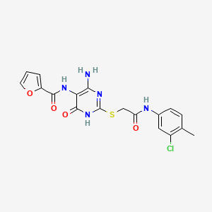 N-(4-amino-2-((2-((3-chloro-4-methylphenyl)amino)-2-oxoethyl)thio)-6-oxo-1,6-dihydropyrimidin-5-yl)furan-2-carboxamide