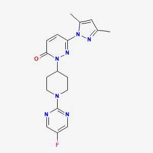 molecular formula C18H20FN7O B2903440 6-(3,5-Dimethylpyrazol-1-yl)-2-[1-(5-fluoropyrimidin-2-yl)piperidin-4-yl]pyridazin-3-one CAS No. 2379970-55-3