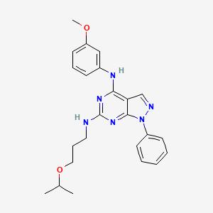 molecular formula C24H28N6O2 B2903452 N4-(3-methoxyphenyl)-1-phenyl-N6-[3-(propan-2-yloxy)propyl]-1H-pyrazolo[3,4-d]pyrimidine-4,6-diamine CAS No. 946297-82-1