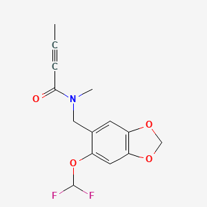 molecular formula C14H13F2NO4 B2903492 N-[[6-(Difluoromethoxy)-1,3-benzodioxol-5-yl]methyl]-N-methylbut-2-ynamide CAS No. 2411305-46-7