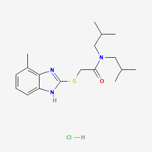 molecular formula C18H28ClN3OS B2903496 N,N-diisobutyl-2-((4-methyl-1H-benzo[d]imidazol-2-yl)thio)acetamide hydrochloride CAS No. 1215750-51-8