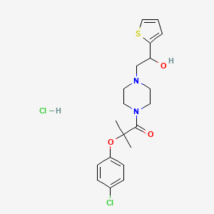2-(4-Chlorophenoxy)-1-(4-(2-hydroxy-2-(thiophen-2-yl)ethyl)piperazin-1-yl)-2-methylpropan-1-one hydrochloride