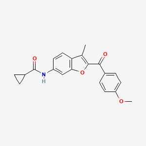 B2903517 N-[2-(4-methoxybenzoyl)-3-methyl-1-benzofuran-6-yl]cyclopropanecarboxamide CAS No. 929505-22-6