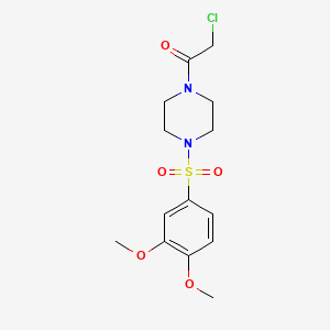 molecular formula C14H19ClN2O5S B2903518 2-Chloro-1-[4-(3,4-dimethoxybenzenesulfonyl)piperazin-1-yl]ethan-1-one CAS No. 925407-36-9