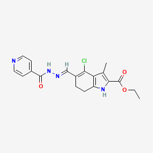 molecular formula C19H19ClN4O3 B2903521 ethyl 4-chloro-3-methyl-5-{(E)-[2-(pyridin-4-ylcarbonyl)hydrazinylidene]methyl}-6,7-dihydro-1H-indole-2-carboxylate CAS No. 333774-38-2
