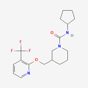 molecular formula C18H24F3N3O2 B2903523 N-cyclopentyl-3-({[3-(trifluoromethyl)pyridin-2-yl]oxy}methyl)piperidine-1-carboxamide CAS No. 2380070-38-0