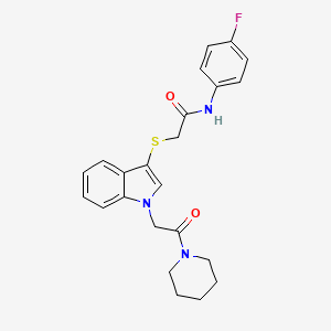 molecular formula C23H24FN3O2S B2903537 N-(4-fluorophenyl)-2-({1-[2-oxo-2-(piperidin-1-yl)ethyl]-1H-indol-3-yl}sulfanyl)acetamide CAS No. 878052-84-7
