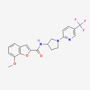 molecular formula C20H18F3N3O3 B2903543 7-methoxy-N-(1-(5-(trifluoromethyl)pyridin-2-yl)pyrrolidin-3-yl)benzofuran-2-carboxamide CAS No. 2034251-14-2