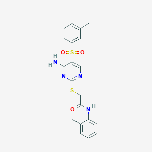 2-[4-amino-5-(3,4-dimethylphenyl)sulfonylpyrimidin-2-yl]sulfanyl-N-(2-methylphenyl)acetamide