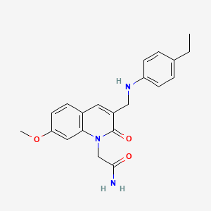 2-(3-(((4-ethylphenyl)amino)methyl)-7-methoxy-2-oxoquinolin-1(2H)-yl)acetamide