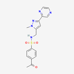 4-acetyl-N-((1-methyl-3-(pyrazin-2-yl)-1H-pyrazol-5-yl)methyl)benzenesulfonamide