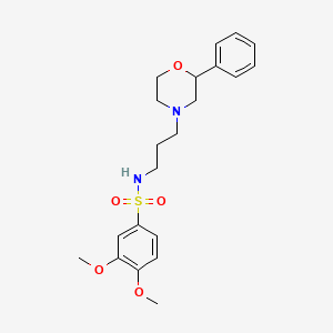 molecular formula C21H28N2O5S B2903569 3,4-dimethoxy-N-(3-(2-phenylmorpholino)propyl)benzenesulfonamide CAS No. 953972-80-0