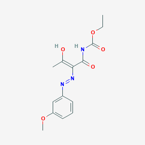 molecular formula C14H17N3O5 B2903587 ethyl N-[(E)-3-hydroxy-2-[(3-methoxyphenyl)diazenyl]but-2-enoyl]carbamate CAS No. 338400-93-4