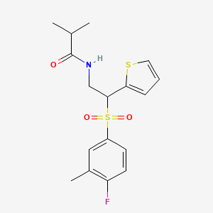 molecular formula C17H20FNO3S2 B2903592 N-[2-(4-fluoro-3-methylbenzenesulfonyl)-2-(thiophen-2-yl)ethyl]-2-methylpropanamide CAS No. 946298-16-4