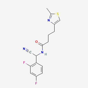 molecular formula C16H15F2N3OS B2903607 N-[Cyano-(2,4-difluorophenyl)methyl]-4-(2-methyl-1,3-thiazol-4-yl)butanamide CAS No. 1436104-56-1