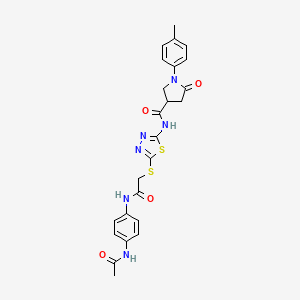 molecular formula C24H24N6O4S2 B2903624 N-(5-((2-((4-acetamidophenyl)amino)-2-oxoethyl)thio)-1,3,4-thiadiazol-2-yl)-5-oxo-1-(p-tolyl)pyrrolidine-3-carboxamide CAS No. 921147-64-0