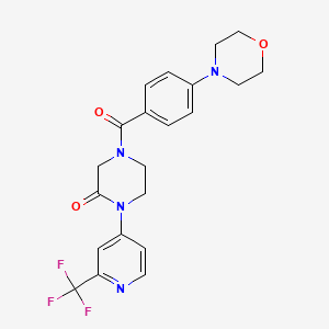 molecular formula C21H21F3N4O3 B2903632 4-[4-(Morpholin-4-yl)benzoyl]-1-[2-(trifluoromethyl)pyridin-4-yl]piperazin-2-one CAS No. 2380095-68-9