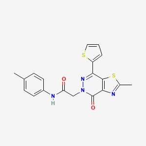 molecular formula C19H16N4O2S2 B2903634 2-(2-methyl-4-oxo-7-(thiophen-2-yl)thiazolo[4,5-d]pyridazin-5(4H)-yl)-N-(p-tolyl)acetamide CAS No. 941927-66-8