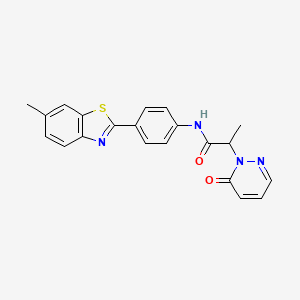molecular formula C21H18N4O2S B2903635 N-(4-(6-methylbenzo[d]thiazol-2-yl)phenyl)-2-(6-oxopyridazin-1(6H)-yl)propanamide CAS No. 1203303-96-1