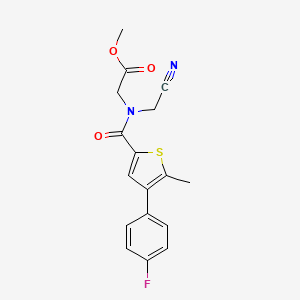 molecular formula C17H15FN2O3S B2903644 Methyl 2-[cyanomethyl-[4-(4-fluorophenyl)-5-methylthiophene-2-carbonyl]amino]acetate CAS No. 1436299-13-6