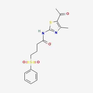 molecular formula C16H18N2O4S2 B2903648 N-(5-acetyl-4-methyl-1,3-thiazol-2-yl)-4-(benzenesulfonyl)butanamide CAS No. 941966-81-0