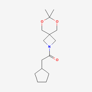 molecular formula C15H25NO3 B2903657 2-cyclopentyl-1-{7,7-dimethyl-6,8-dioxa-2-azaspiro[3.5]nonan-2-yl}ethan-1-one CAS No. 1396872-18-6