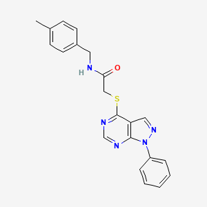 molecular formula C21H19N5OS B2903659 N-[(4-methylphenyl)methyl]-2-({1-phenyl-1H-pyrazolo[3,4-d]pyrimidin-4-yl}sulfanyl)acetamide CAS No. 556006-71-4