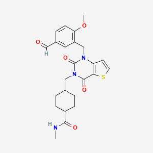molecular formula C24H27N3O5S B2903668 4-((1-(5-formyl-2-methoxybenzyl)-2,4-dioxo-1,2-dihydrothieno[3,2-d]pyrimidin-3(4H)-yl)methyl)-N-methylcyclohexanecarboxamide CAS No. 932500-24-8