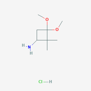 molecular formula C8H18ClNO2 B2903671 3,3-dimethoxy-2,2-dimethylcyclobutan-1-amine hydrochloride CAS No. 2416229-44-0