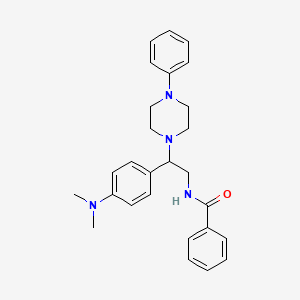 molecular formula C27H32N4O B2903680 N-{2-[4-(dimethylamino)phenyl]-2-(4-phenylpiperazin-1-yl)ethyl}benzamide CAS No. 946243-33-0