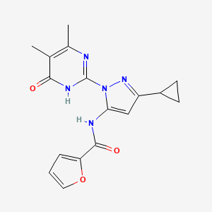 molecular formula C17H17N5O3 B2903703 N-(3-cyclopropyl-1-(4,5-dimethyl-6-oxo-1,6-dihydropyrimidin-2-yl)-1H-pyrazol-5-yl)furan-2-carboxamide CAS No. 1203195-35-0