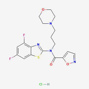 molecular formula C18H19ClF2N4O3S B2903717 N-(4,6-DIFLUORO-1,3-BENZOTHIAZOL-2-YL)-N-[3-(MORPHOLIN-4-YL)PROPYL]-1,2-OXAZOLE-5-CARBOXAMIDE HYDROCHLORIDE CAS No. 1185098-10-5
