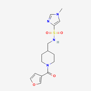 molecular formula C15H20N4O4S B2903722 N-((1-(furan-3-carbonyl)piperidin-4-yl)methyl)-1-methyl-1H-imidazole-4-sulfonamide CAS No. 1428367-41-2