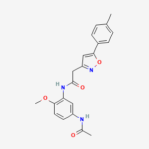 molecular formula C21H21N3O4 B2903727 N-(5-acetamido-2-methoxyphenyl)-2-[5-(4-methylphenyl)-1,2-oxazol-3-yl]acetamide CAS No. 946226-81-9