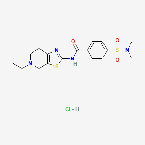 molecular formula C18H25ClN4O3S2 B2903734 4-(dimethylsulfamoyl)-N-[5-(propan-2-yl)-4H,5H,6H,7H-[1,3]thiazolo[5,4-c]pyridin-2-yl]benzamide hydrochloride CAS No. 1189688-55-8