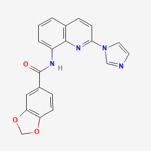 molecular formula C20H14N4O3 B2903744 N-(2-(1H-imidazol-1-yl)quinolin-8-yl)benzo[d][1,3]dioxole-5-carboxamide CAS No. 1226438-11-4