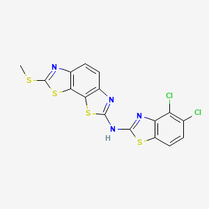 molecular formula C16H8Cl2N4S4 B2903753 N-(4,5-dichloro-1,3-benzothiazol-2-yl)-2-methylsulfanyl-[1,3]thiazolo[4,5-g][1,3]benzothiazol-7-amine CAS No. 1286713-65-2