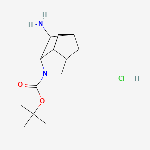 molecular formula C13H23ClN2O2 B2903754 Tert-butyl2-amino-4-azatricyclo[4.2.1.0,3,7]nonane-4-carboxylatehydrochloride CAS No. 2344680-16-4