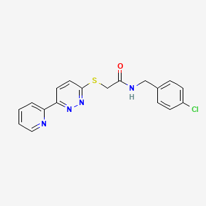 molecular formula C18H15ClN4OS B2903779 N-[(4-chlorophenyl)methyl]-2-{[6-(pyridin-2-yl)pyridazin-3-yl]sulfanyl}acetamide CAS No. 894006-16-7