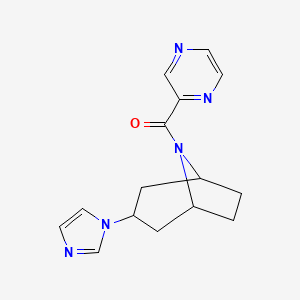 molecular formula C15H17N5O B2903782 3-(1H-imidazol-1-yl)-8-(pyrazine-2-carbonyl)-8-azabicyclo[3.2.1]octane CAS No. 2310209-18-6