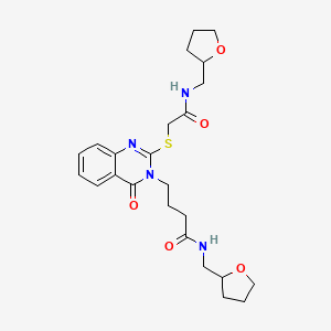 molecular formula C24H32N4O5S B2903798 4-{4-oxo-2-[({[(oxolan-2-yl)methyl]carbamoyl}methyl)sulfanyl]-3,4-dihydroquinazolin-3-yl}-N-[(oxolan-2-yl)methyl]butanamide CAS No. 422289-20-1