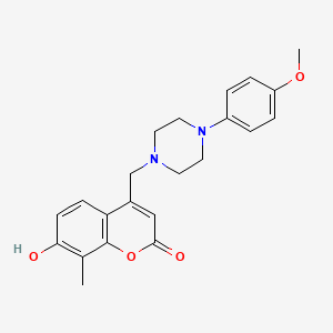 molecular formula C22H24N2O4 B2903803 7-hydroxy-4-{[4-(4-methoxyphenyl)piperazin-1-yl]methyl}-8-methyl-2H-chromen-2-one CAS No. 849553-46-4