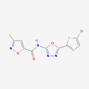 molecular formula C11H7BrN4O3S B2903824 N-(5-(5-bromothiophen-2-yl)-1,3,4-oxadiazol-2-yl)-3-methylisoxazole-5-carboxamide CAS No. 1021036-58-7