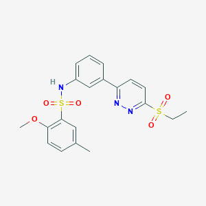 molecular formula C20H21N3O5S2 B2903829 N-{3-[6-(ethanesulfonyl)pyridazin-3-yl]phenyl}-2-methoxy-5-methylbenzene-1-sulfonamide CAS No. 950319-97-8