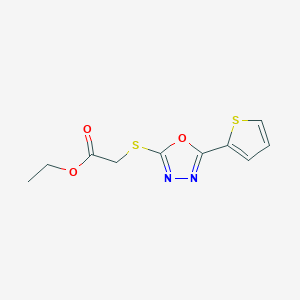 molecular formula C10H10N2O3S2 B2903841 Ethyl 2-{[5-(thiophen-2-yl)-1,3,4-oxadiazol-2-yl]sulfanyl}acetate CAS No. 459846-02-7