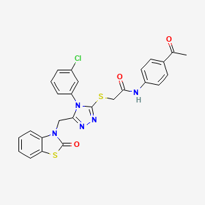 molecular formula C26H20ClN5O3S2 B2903855 N-(4-acetylphenyl)-2-((4-(3-chlorophenyl)-5-((2-oxobenzo[d]thiazol-3(2H)-yl)methyl)-4H-1,2,4-triazol-3-yl)thio)acetamide CAS No. 896677-91-1