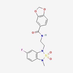 molecular formula C17H16FN3O5S B2903869 N-(2-(6-fluoro-3-methyl-2,2-dioxidobenzo[c][1,2,5]thiadiazol-1(3H)-yl)ethyl)benzo[d][1,3]dioxole-5-carboxamide CAS No. 2034335-13-0