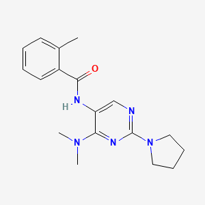 molecular formula C18H23N5O B2903893 N-[4-(dimethylamino)-2-(pyrrolidin-1-yl)pyrimidin-5-yl]-2-methylbenzamide CAS No. 1797083-43-2