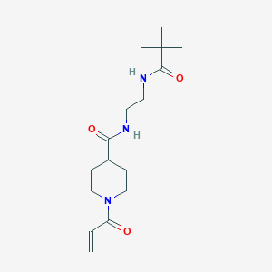 molecular formula C16H27N3O3 B2903902 N-[2-(2,2-Dimethylpropanoylamino)ethyl]-1-prop-2-enoylpiperidine-4-carboxamide CAS No. 2361898-05-5