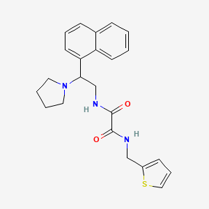 molecular formula C23H25N3O2S B2903913 N'-[2-(naphthalen-1-yl)-2-(pyrrolidin-1-yl)ethyl]-N-[(thiophen-2-yl)methyl]ethanediamide CAS No. 941996-47-0